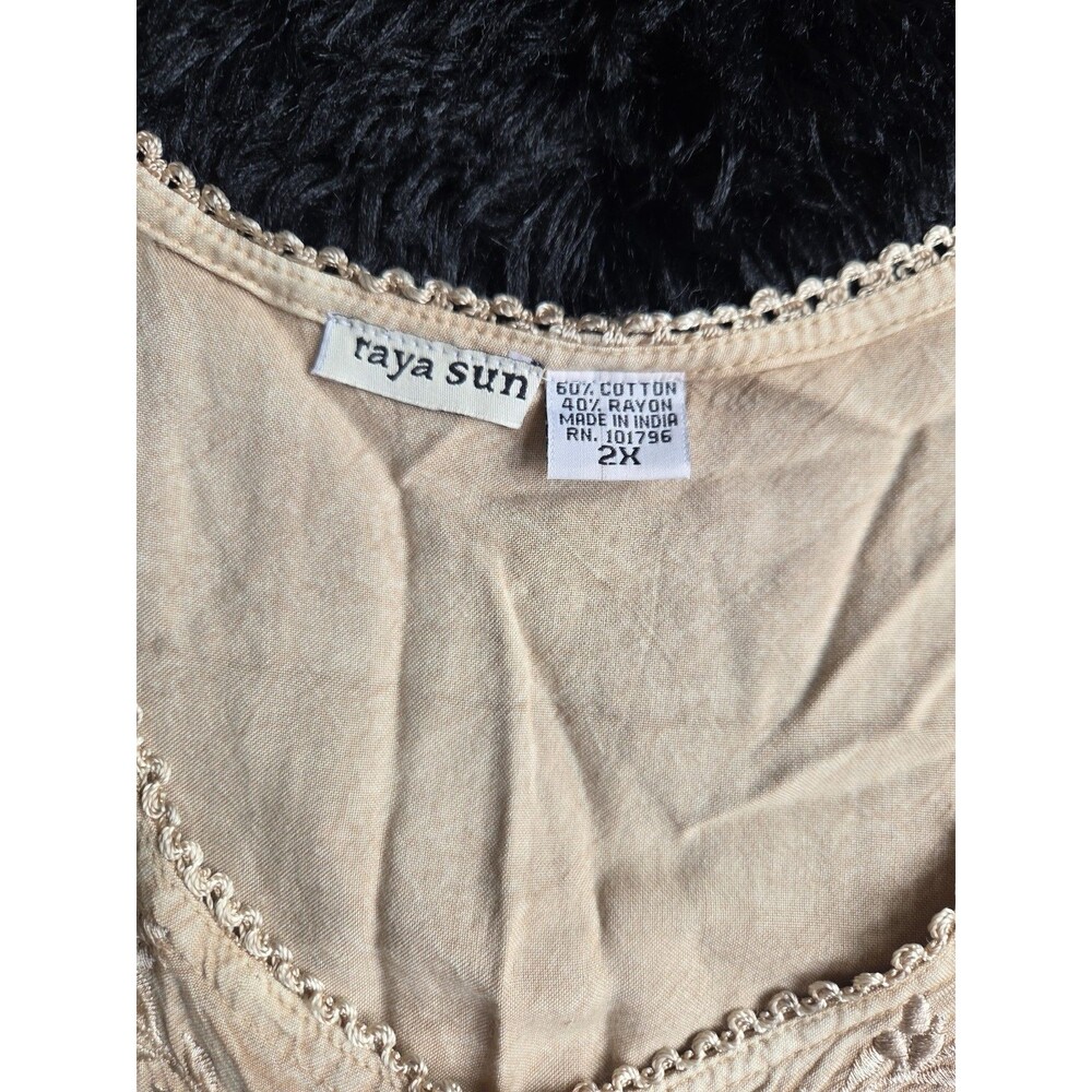 Raya Sun Swing Tank Dress L Beige Embroidery Lace Ruffles Lightweight Buttons - Picture 7 of 11
